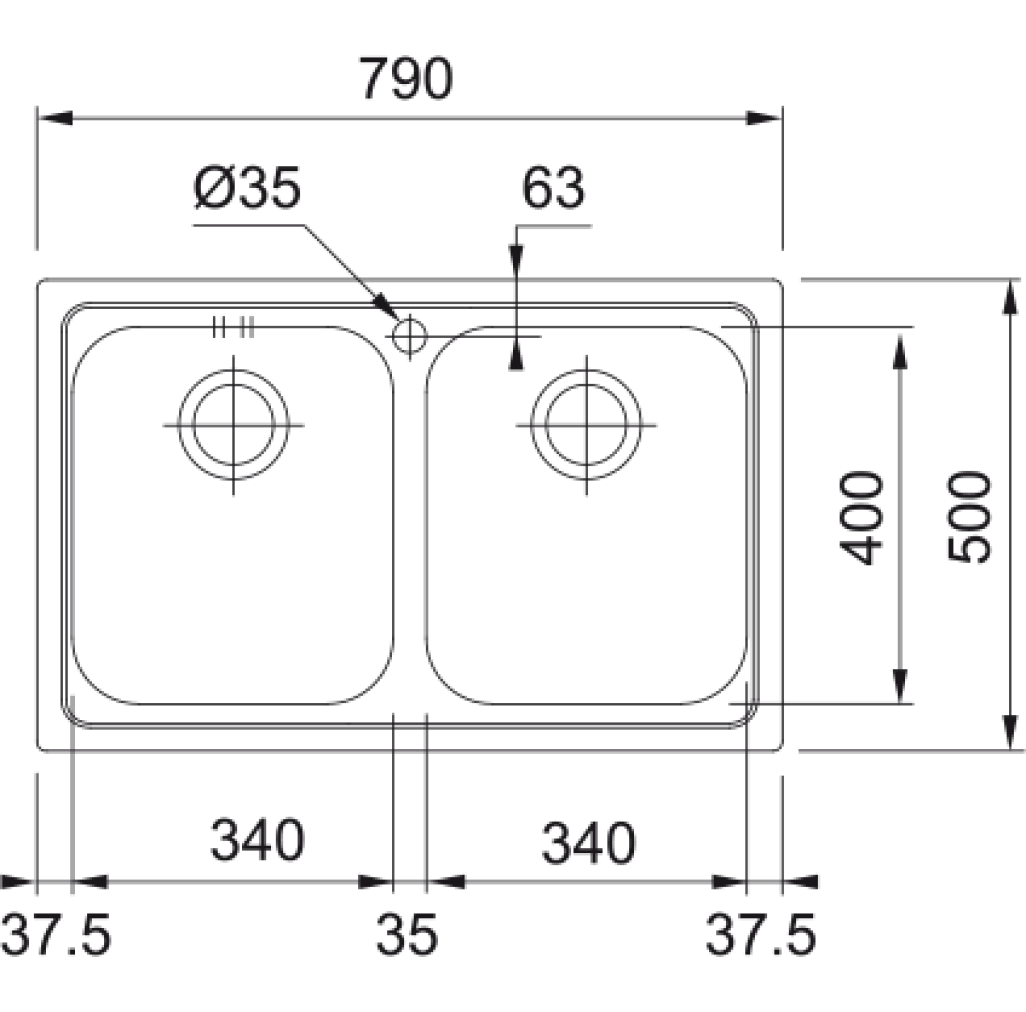 101.0021.625 Chiuveta bucatarie Franke Logica Line LLX 620 cu 2 cuve, 790x500mm, inox lucios -  Franke 101.0021.625 imagine 1