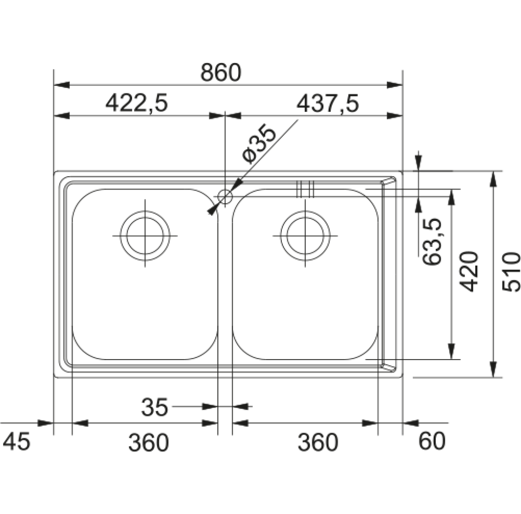 101.0040.733 Chiuveta bucatarie Franke Neptune NEX 620 cu 2 cuve, 860x510mm, inox lucios -  Franke 101.0040.733 imagine 1