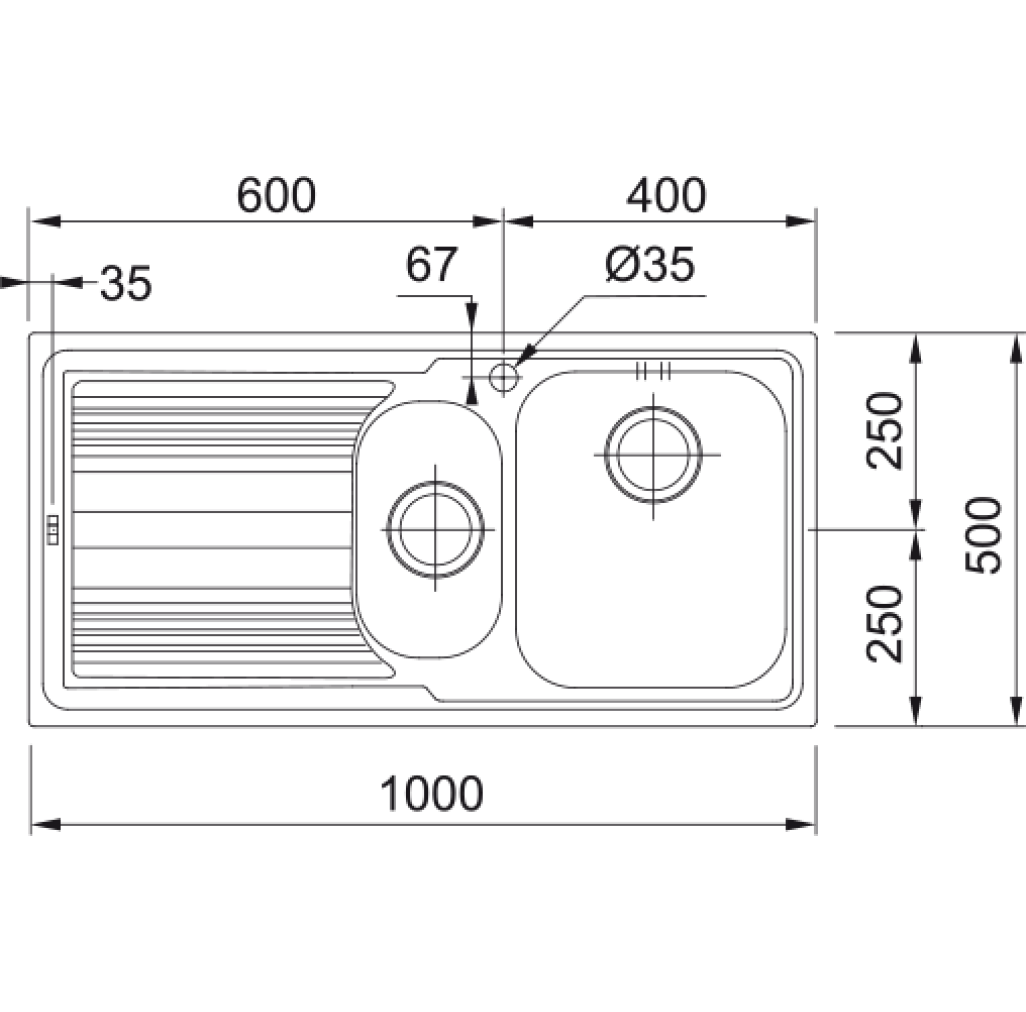 101.0086.254 Chiuveta bucatarie Franke Logica Line LLL 651 cu 2 cuve si picurator stanga, 1000x500mm, inox dekor\ -  Franke 101.0086.254 imagine 1