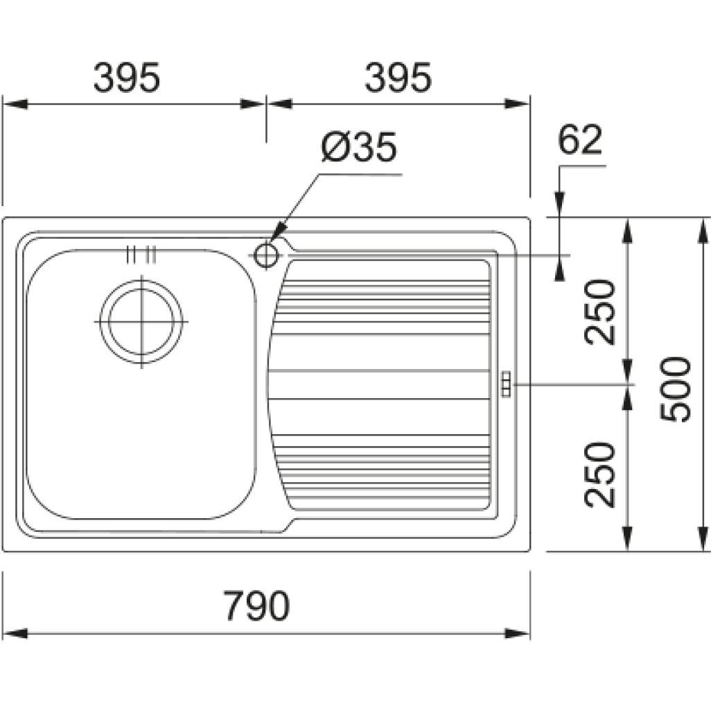 101.0152.582 Chiuveta bucatarie Franke Logica Line LLX 611, picurator stanga, 790x500, inox lucios -  Franke 101.0152.582 imagine 1