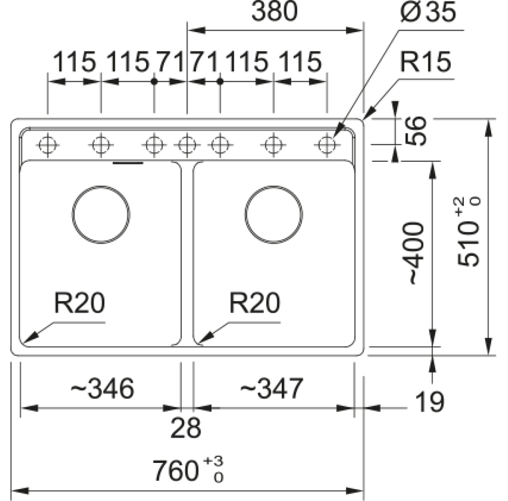 114.0661.679 Chiuveta bucatarie Franke Maris MRG 620-35-35 TL cu doua cuve, 760x510mm, fragranite, Sahara -  Franke 114.0661.679 imagine 1