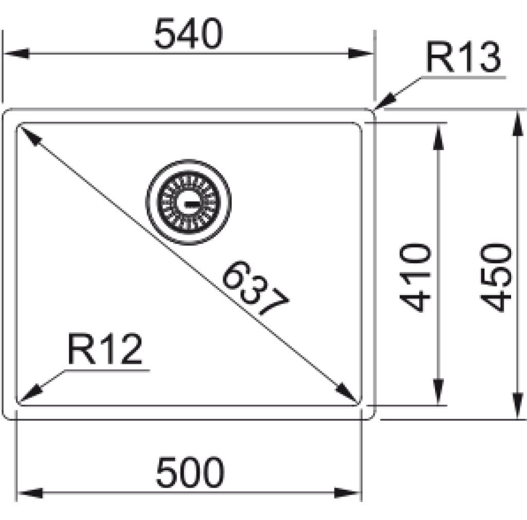 127.0369.282 Chiuveta bucatarie Franke Box BXX 210/110-50 cu 1 cuva, 540x450mm, ventil Premium, inox lucios -  Franke 127.0369.282  imagine 1