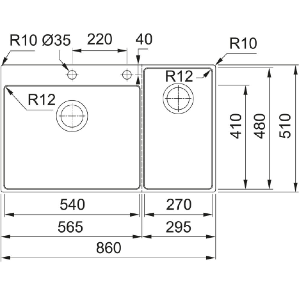 127.0538.259 Chiuveta Franke Box Center BWX 220-54-27 Inox Satinat, accesorii incluse, cuva accesorii dreapta  -  Franke 127.0538.259  imagine 1