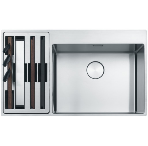 127.0538.260 Chiuveta Franke Box Center BWX 220-54-27 Inox Satinat, accesorii incluse, cuva accesorii stanga -  Franke 127.0538.260 imagine