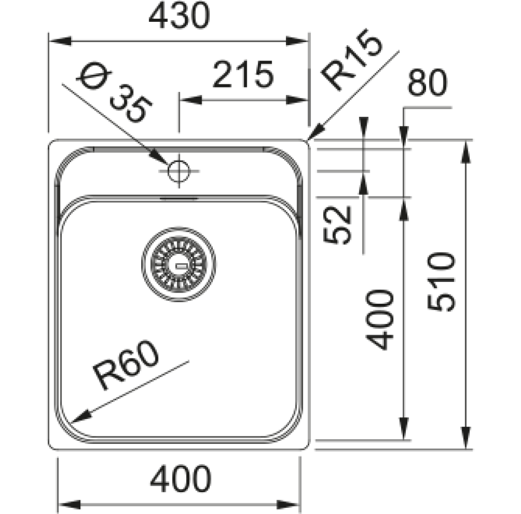 127.0704.666 Chiuveta bucatarie Franke Smart SRX 210-40 cu 1 cuva, 430x510mm, inox lucios -  Franke 127.0704.666  imagine 1
