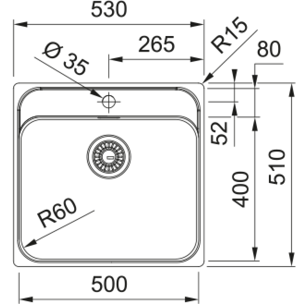 127.0704.667 Chiuveta bucatarie Franke Smart SRX 210-50 cu 1 cuva, 530x510mm, inox lucios -  Franke 127.0704.667 imagine 1