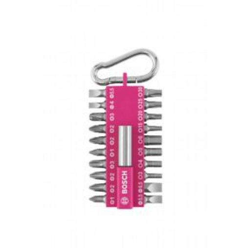 2607002821 Set de capete de șurubelniță cu carabină (fucsie), 21 de bucăți - ROBERT BOSCH 2607002821 imagine