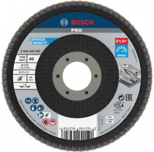 2608605450 Disc de şlefuire evantai X571, Best for Metal în unghi, D 115, G 40 - ROBERT BOSCH 2608605450 imagine