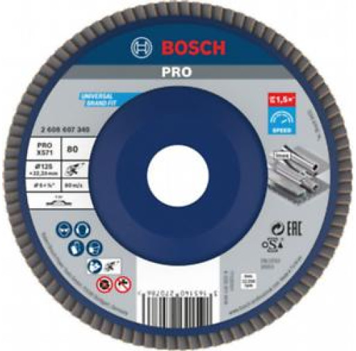 2608607340 Disc de şlefuire evantai X571, Best for Metal drept, D 125, G 80 - ROBERT BOSCH 2608607340 imagine