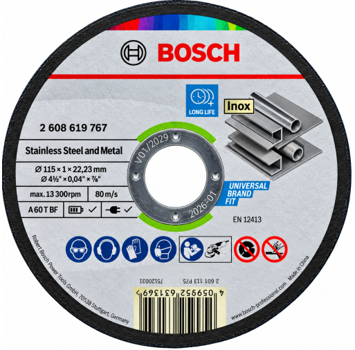 2608619767 Disc de tăiere drept Standard for Metal 115 mm, 22,23 mm - ROBERT BOSCH 2608619767  imagine