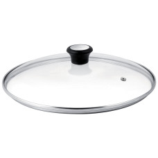 Capac Exception 28097512, orificiu pentru abur, mâner ergonomic, margine de inox, 24 cm, sticlă 28097512 imagine 27330