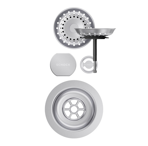 400061EDM Parti vizibile Schock pt chiuveta cu kit de scurgere automat MONN100S-N100 NEMN100S-N100 MANR100 TOLD100X GAXN100-N100L Inox Periat -  SCHOCK 400061EDM imagine