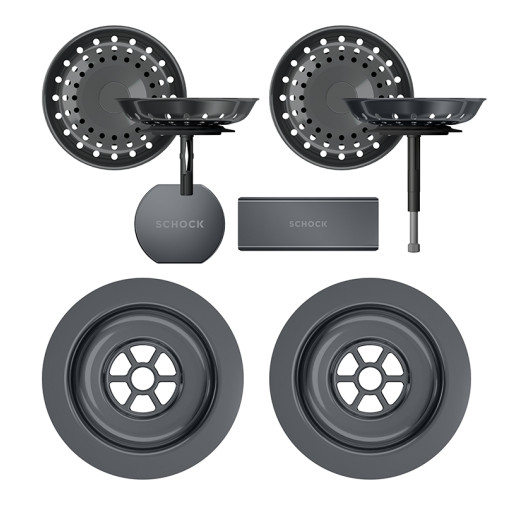 400067GUB Parti vizibile Schock pt chiuveta cu kit de scurgere automat HONN200 KALM175 SIGD150-D200 WATD150 Gunmetal -  Schock 400067GUB imagine