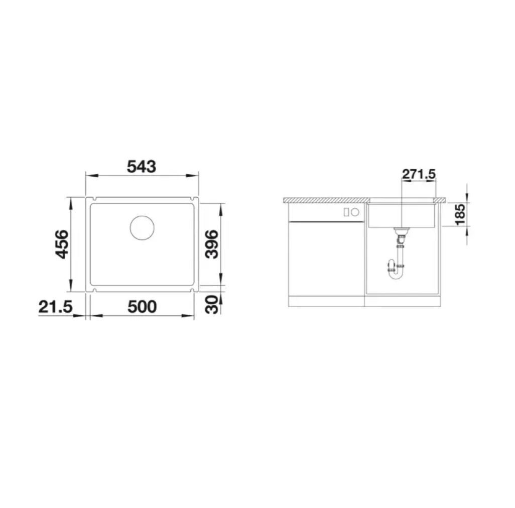 514506 Blanco - Chiuvetă ceramică Subline 500-U, 54x46 cm, alb -  Blanco 514506 imagine 1