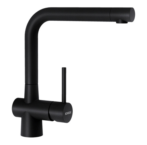 517000PURO Baterie bucatarie Schock Laios Cristadur Puro, aspect granit, cartus ceramic, negru intens -  SCHOCK 517000PURO imagine