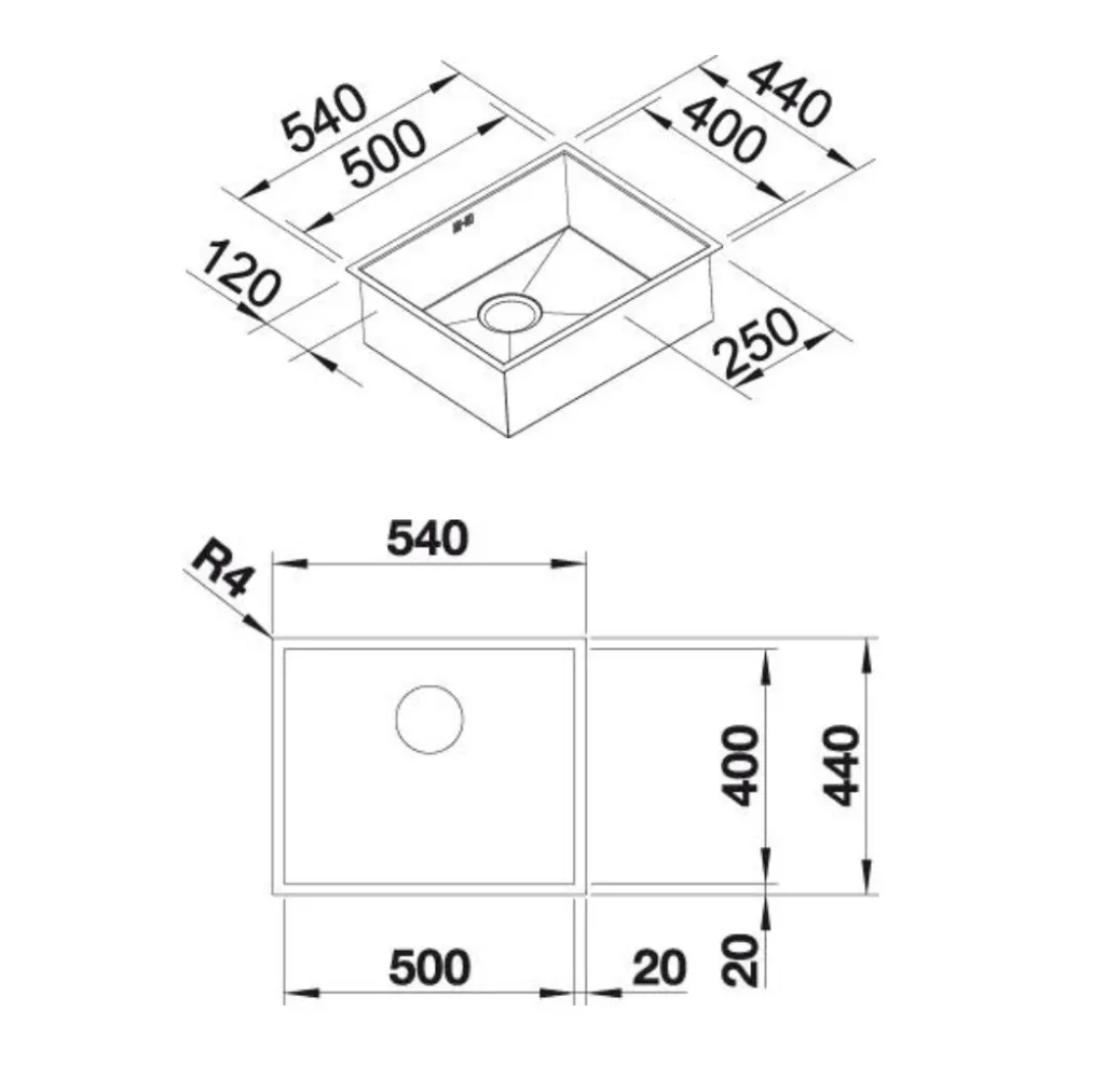 521589 Blanco Zerox 500 - Chiuvetă, 54x44 cm, inox -  Blanco 521589 imagine 1