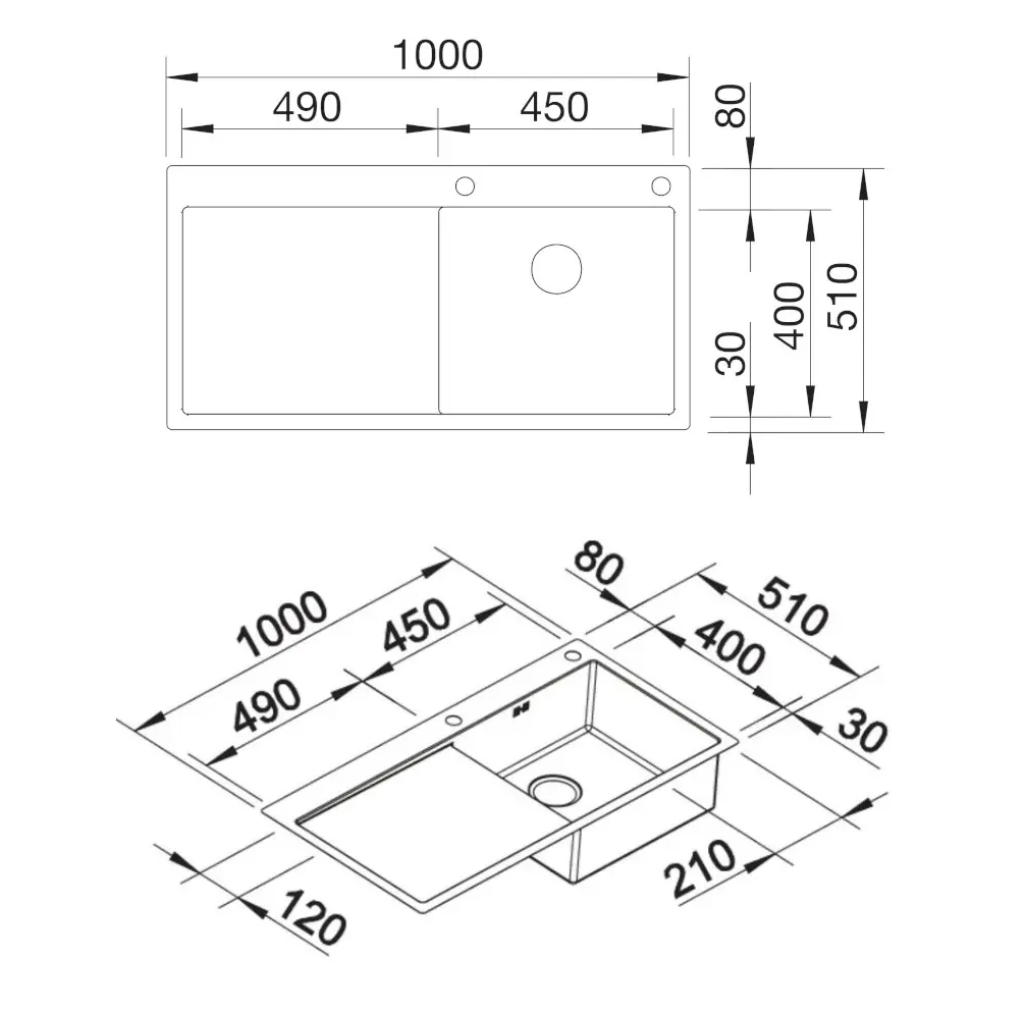 521625 Blanco Claron 5 - Chiuvetă, 100x51 cm, cu control scurgere, oțel inoxidabil -  Blanco 521625 imagine 1