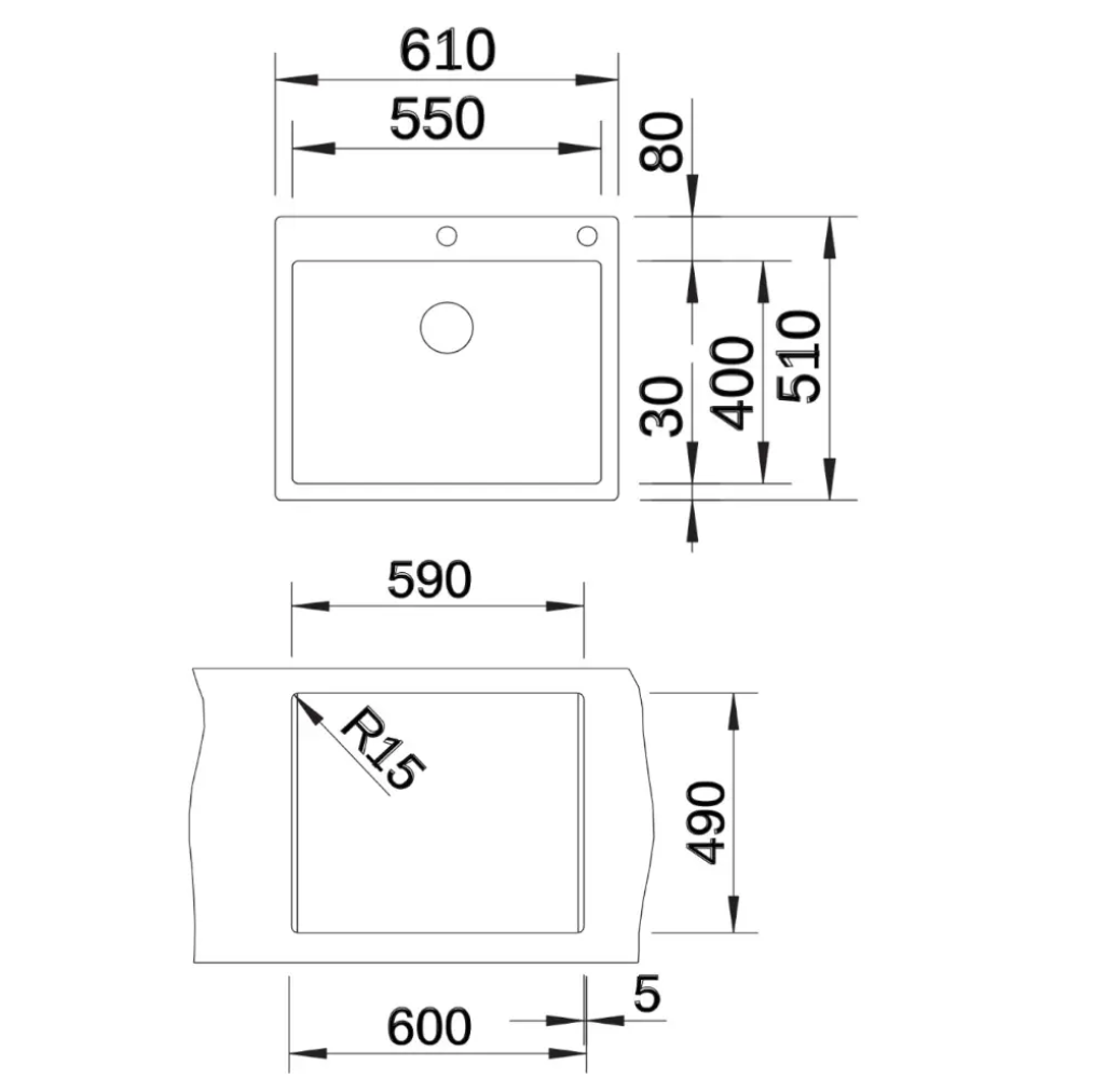 521639 Blanco Claron 550 - Chiuvetă, 61x51 cm, cu control scurgere, oțel inoxidabil -  Blanco 521639 imagine 1