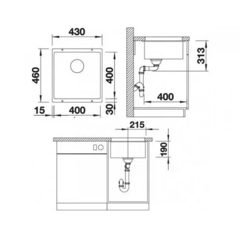 526097 Blanco Rotan 400 - Chiuvetă silgranit, 43x46 cm, neagră -  Blanco 526097 imagine 1