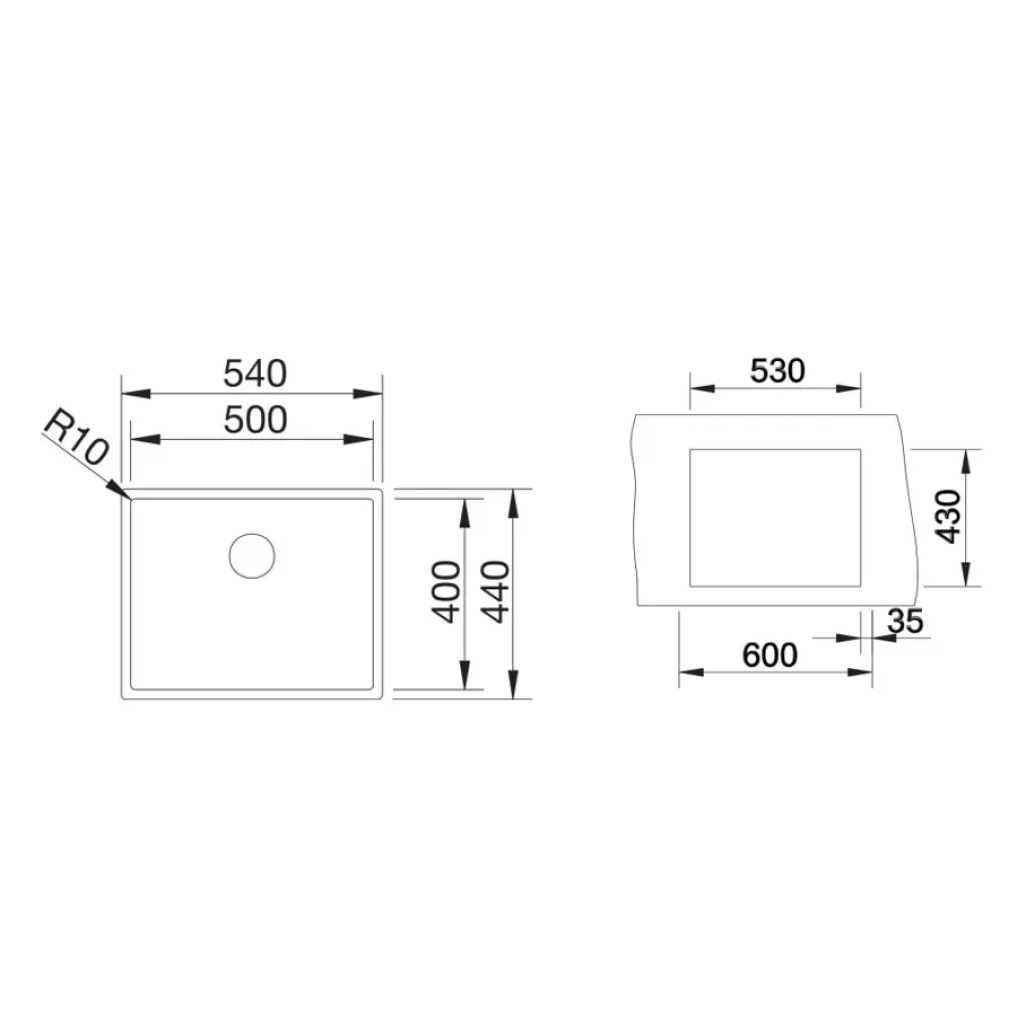 527836 Blanco Claron 500 - Chiuvetă, 54x44 cm, oțel închis la culoare -  Blanco 527836 imagine 1