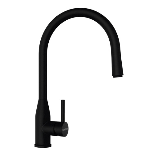 Baterie bucatarie Schock Kavus Cristadur Puro cu cap extractibil, aspect granit, cartus ceramic, negru intens [559127PURO -  SCHOCK 559127PURO imagine