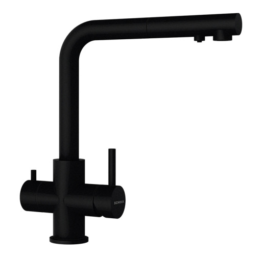 560127PURO Baterie bucatarie Schock Vitus Cristadur Puro cu cap extractibil, 3 cai, aspect granit, cartus ceramic, negru intens -  Schock 560127PURO imagine