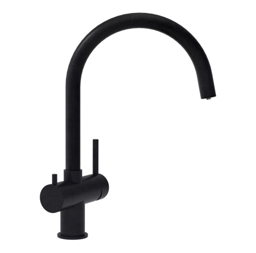 561000PURO Baterie bucatarie Schock Ares Cristadur Puro, 3 cai, aspect granit, cartus ceramic, negru intens -  SCHOCK 561000PURO imagine