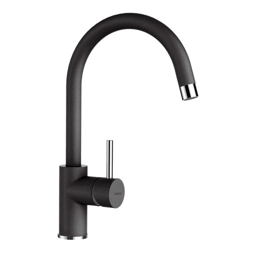 589000NERO Baterie bucatarie Schock Plutos Cristalite Nero, aspect granit, cartus ceramic, negru -  SCHOCK 589000NERO imagine