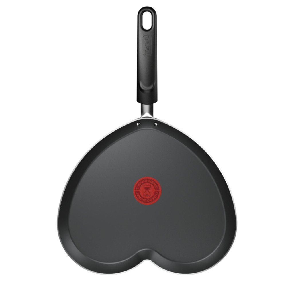 Tigaie de clătite în formă de inimă Tefal Pancake Day B0141002, 25 cm, înveliș antiaderent, indicator Thermo-Signal, baza Diffusion, roșu & negru -  Tefal B0141002  imagine 1