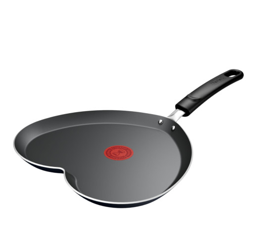 Tigaie de clătite în formă de inimă Tefal Pancake Day B0141002, 25 cm, înveliș antiaderent, indicator Thermo-Signal, baza Diffusion, roșu & negru -  Tefal B0141002  imagine