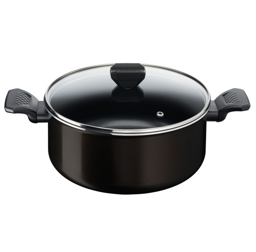 Oală cu capac Simply Clean B5674653, 24 cm, înveliș antiaderent 100% sigur, Thermo-Signal™, bază Diffusion+, 4.5 L, aluminiu, negru -  Tefal B5674653 imagine