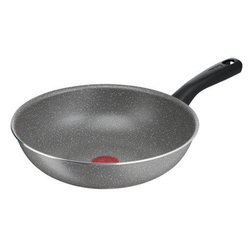 Tigaie wok Tefal Cook Natural B5791902, 28 cm, invelis antiaderent Mineralia, indicator Thermo-Signal™, gri -  Tefal B5791902 imagine