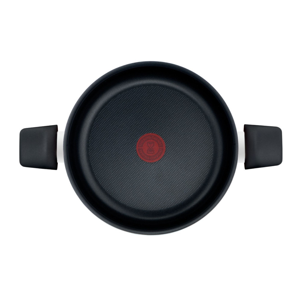 Oala cu capac Tefal Easy Series B5924602, 24 cm, 2.67 L, aluminiu, invelis antiaderent Titanium, indicator Thermo-Signal™, capac din sticla, margini gradate, rosu -  Tefal B5924602 imagine 1