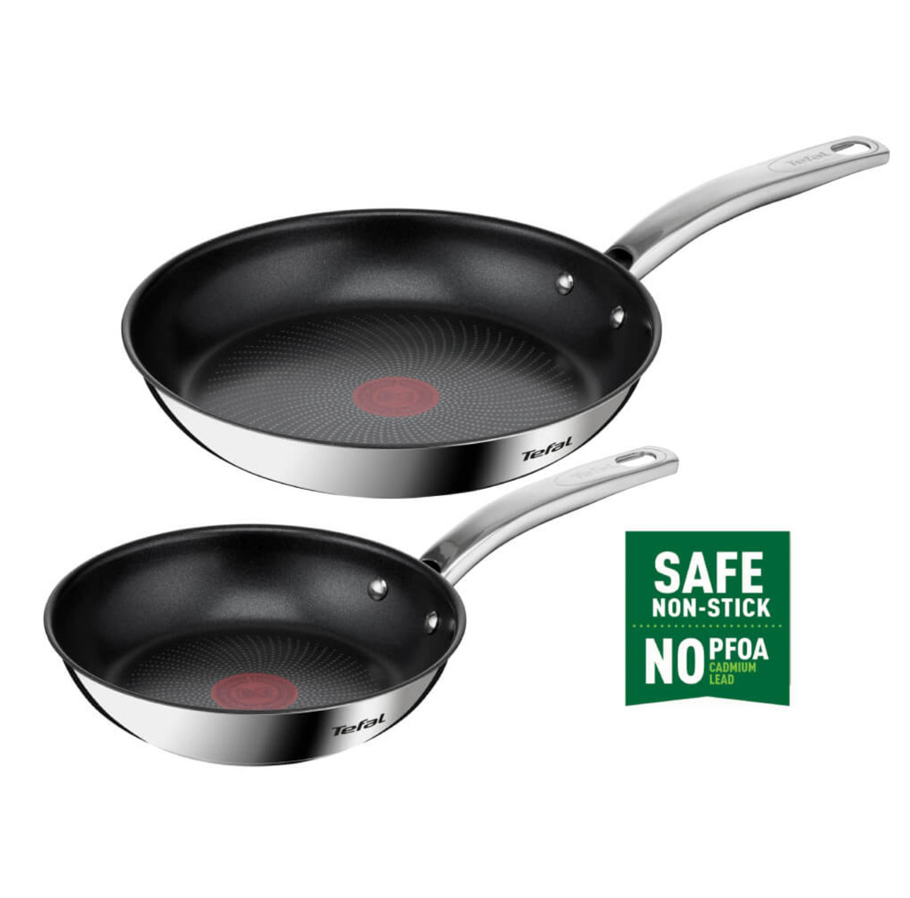 Set de tigăi cu 2 piese Tefal Intuition B817S255 de 20/26 cm, Thermo-Signal™, inductie, înveliș antiaderent, exterior inox -  Tefal B817S255  imagine 1
