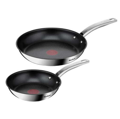 Set de tigăi cu 2 piese Tefal Intuition B817S255 de 20/26 cm, Thermo-Signal™, inductie, înveliș antiaderent, exterior inox -  Tefal B817S255  imagine