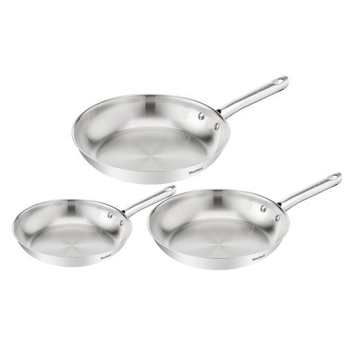 Set de tigăi cu 3 piese Tefal Duetto On B866S334, 20/24/28 cm, oțel inoxidabil, bază Thermo-Fusion™, inducție -  Tefal B866S334 imagine