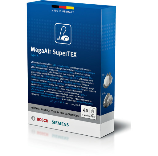 Set saci de praf pentru aspirator BBZ41FK MegaFilt SuperTEX Type K - BOSCH BBZ41FK imagine