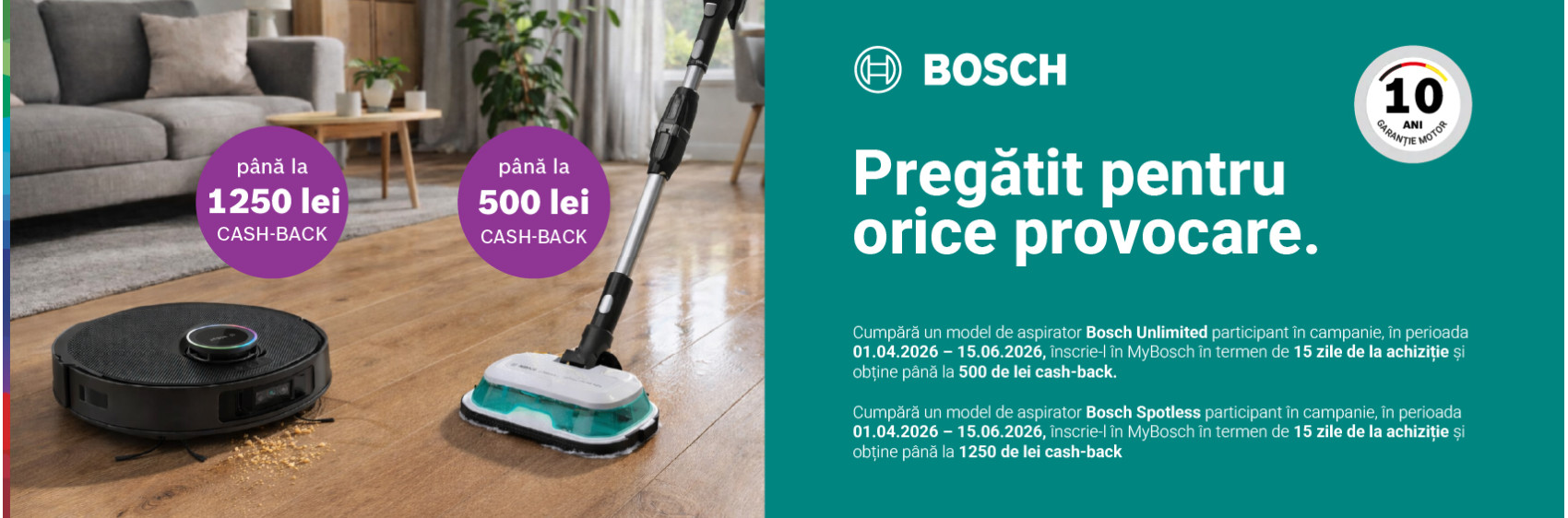 Cumpără un aspirator și primești până la 1250 de lei cash-back