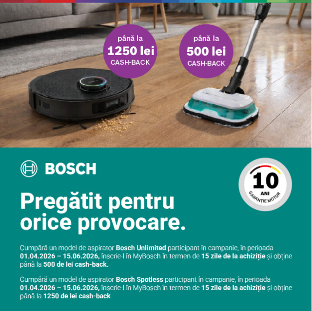 Cumpără un aspirator și primești până la 1250 de lei cash-back