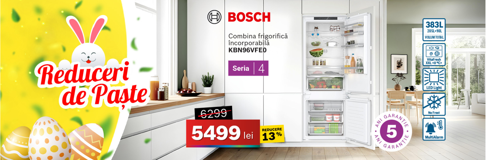 Combina frigorifica Bosch KBN96VFE0 incorporabila No Frost