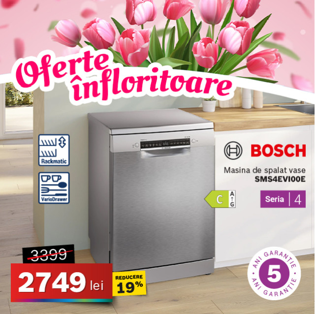 Mașină de spălat vase Bosch SMS4EVI00E, 14 seturi