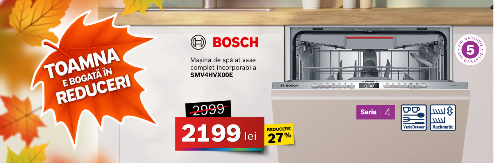 Mașină de spălat vase Bosch SMV4HVX00E,14 seturi