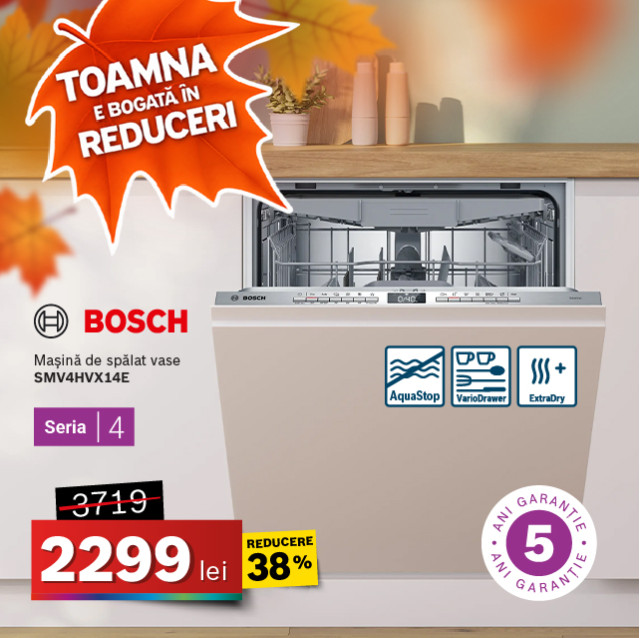 Mașină de spălat vase Bosch SMV4HVX14E, 14 seturi