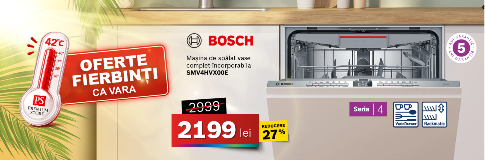 Mașină de spălat vase Bosch SMV4HVX00E, complet incorporabila