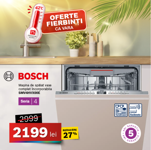 Mașină de spălat vase Bosch SMV4HVX00E, complet incorporabila