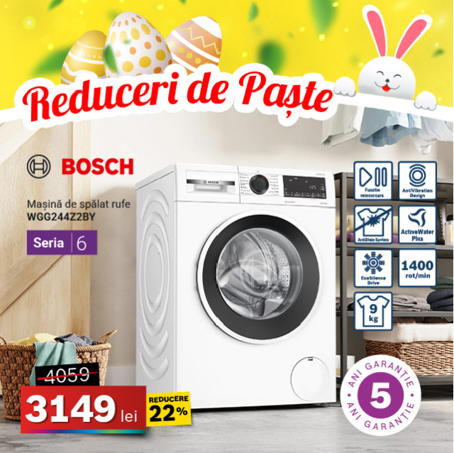 Mașină de spălat Bosch Seria 6, 9 kg,