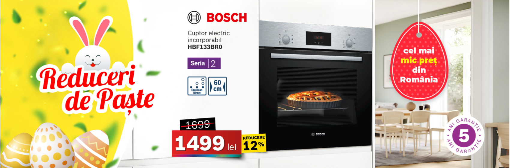Cuptor electric Bosch HBF133BR0, Seria 2