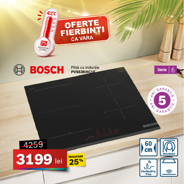 Plită cu inducție Bosch PVS63KHC1E, 60 cm, Seria 6