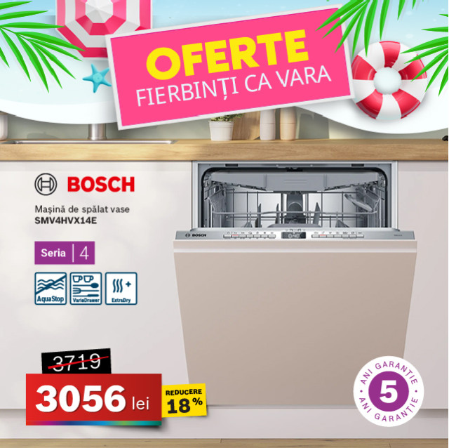 Mașină de spălat vase Bosch SMV4HVX14E, incorporabila
