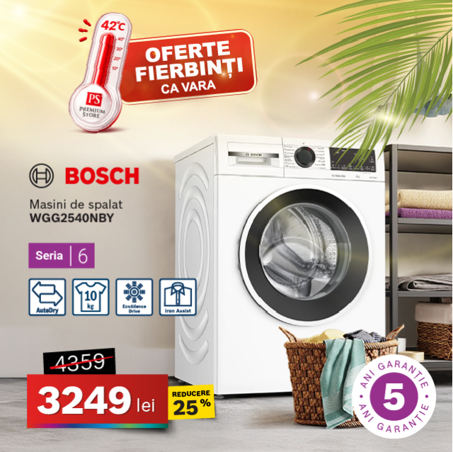 Mașină de spălat Bosch WGG2540NBY, Seria 6, 10 kg
